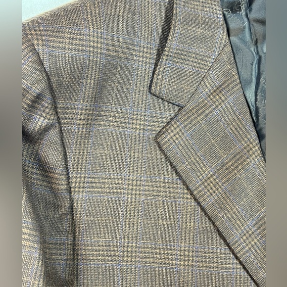 Brioni 44R NOMENTANO Brown Navy Plaid 3 Button Double Vent 100% Wool Sport Coat - Picture 4 of 15